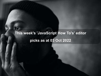 This week's 'JavaScript How To's' editor picks as at 03 Oct 2022