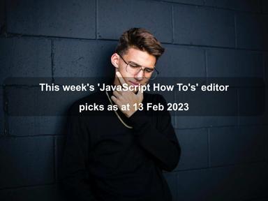 This week's 'JavaScript How To's' editor picks as at 13 Feb 2023